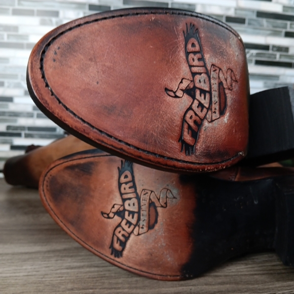 Freebird Wyatt 8M Cognac Brown Leather Knee-High Lace Up Granny Boots Rare New - Picture 2 of 16